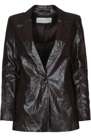 I BLUES Crinkled leather blazer