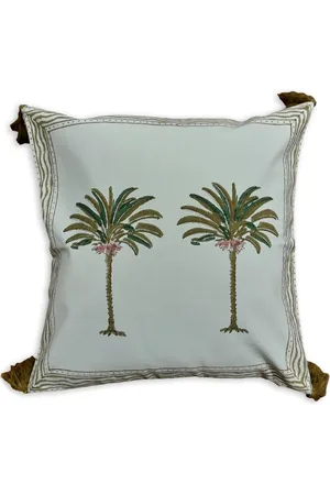 Les-Ottomans Palms hand-printed cushion