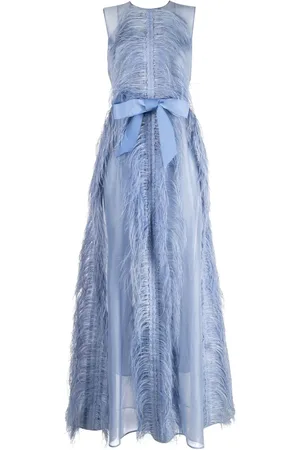 HUISHAN ZHANG Beau feather-trim sleeveless organza gown