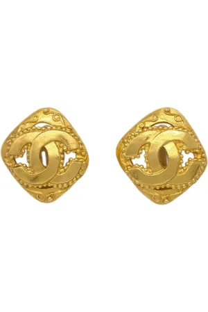 CHANEL 1996 CC Rhombus clip-on earrings