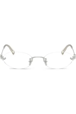 Miu Miu Logo-plaque round-frame glasses