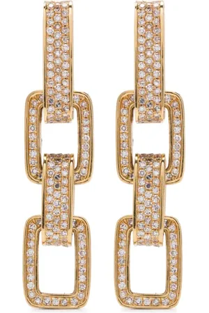 Shay 18K yellow Triple Deco Link diamond drop earrings