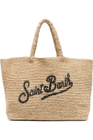 MC2 SAINT BARTH Logo-embroidered raffia beach bag