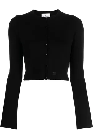 Courrèges Logo-patch cropped cardigan