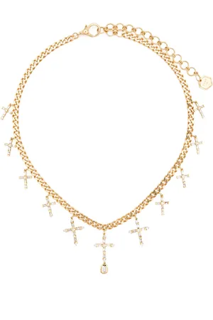 Shay 18K yellow cross-pendants diamond necklace