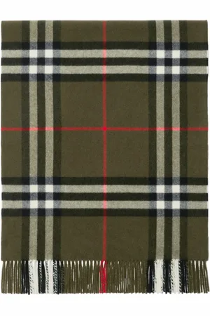 Burberry Check-print fringed cashmere scarf