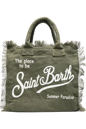 MC2 SAINT BARTH Varsity linen fringed beach bag