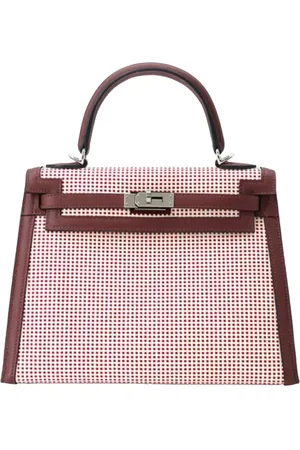 Hermès 2023 Toile Quadrille and Swift Kelly II Sellier 25 satchel