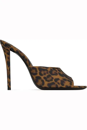 Saint Laurent Goldie 110mm leopard-print mules