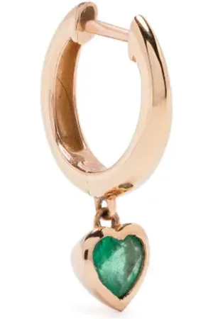 Shay 18K yellow Heart emerald single huggie