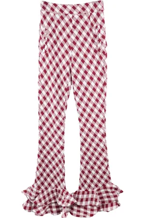 AMBUSH Gingham ruffle-detail trousers