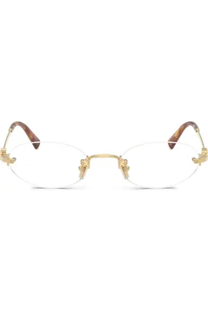 Miu Miu Logo-plaque round-frame glasses