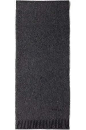 Prada Logo-embroidered cashmere scarf
