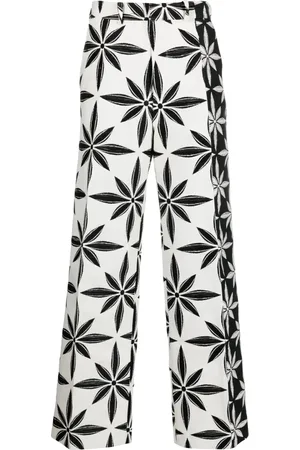 Kusikohc Geometric-print straight-leg trousers