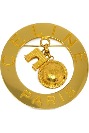 Céline 1990-2000s logo-engraved brooch