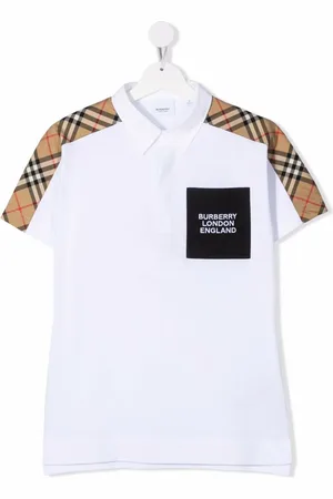Burberry Check-print stripe-detail polo shirt