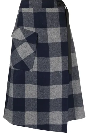 Woolrich Asymmetric checked midi skirt
