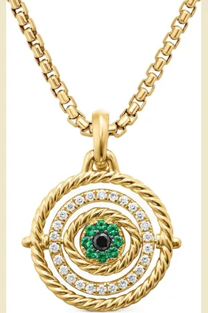 David Yurman 18kt yellow Evil Eye Mobile emerald and diamond amulet pendant (20.5mm)