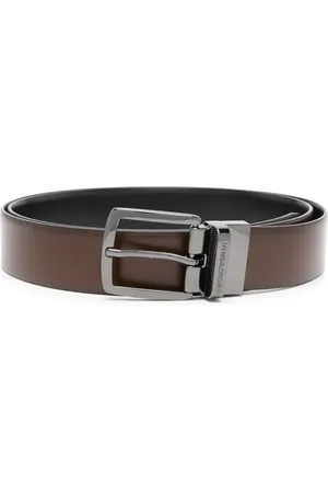 Emporio Armani Burnished-finish leather belt