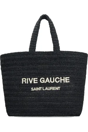 Saint Laurent Rive Gauche embroidered raffia tote bag