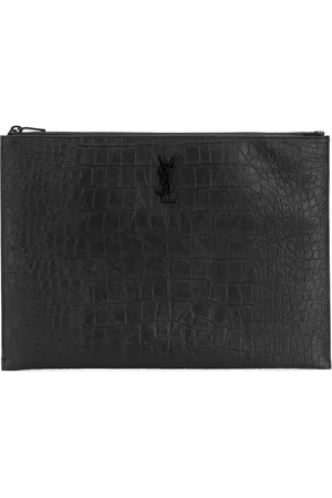 Saint Laurent Monogram crocodile-effect pouch