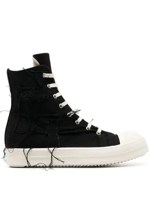 Rick Owens Distressed-effect lace-up high-top sneakers
