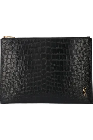 Saint Laurent Cassandre crocodile-embossed clutch