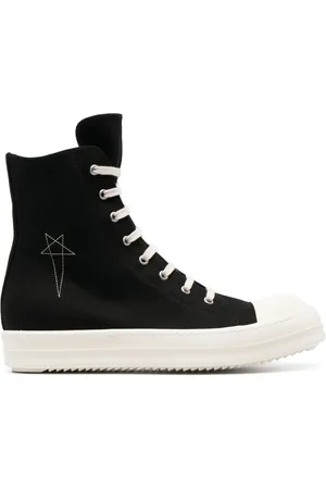 Rick Owens Stitched-pentagram lace-up high-top sneakers