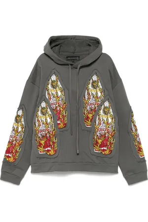 Who Decides War Flame Glass-embroidered hoodie