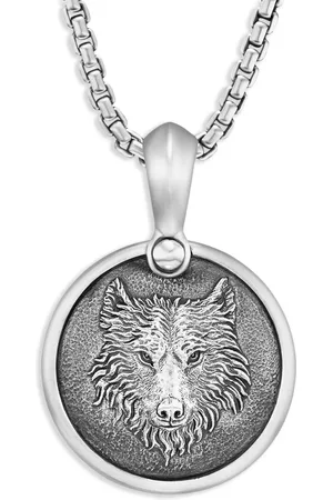 David Yurman Sterling silver Petrvs Wolf diamond amulet (21mm)