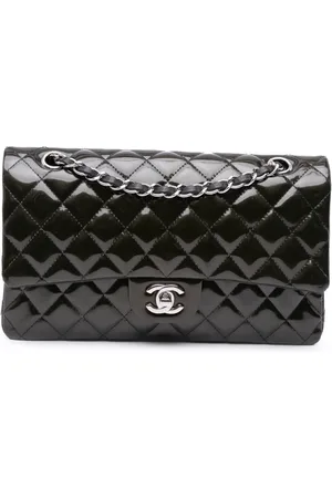 CHANEL 2012 Medium Classic Striped Patent Double Flap shoulder bag