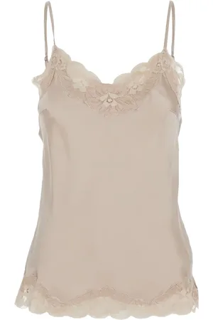 Gold Hawk Floral-lace silk top