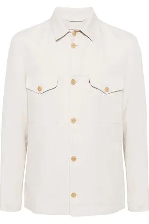 LUCIANO BARBERA Button-up linen shirt jacket