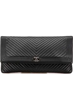 CHANEL 2015-2016 Chevron Calfskin Boy Fold Over clutch bag