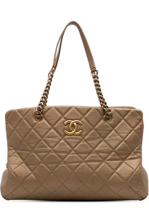 CHANEL 2012-2013 Large Quilted Iridescent Calfskin CC Crown tote bag