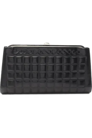 CHANEL 2000-2002 CC Choco Bar Quilted Lambskin Crystal Frame clutch bag