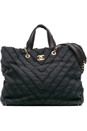 CHANEL 2016-2017 Chevron Canvas Cuba Patchwork Shopper Tote satchel