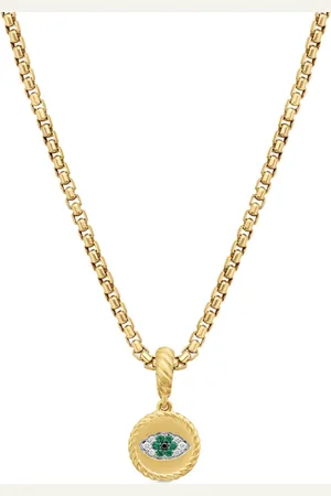 David Yurman 18kt yellow Evil Eye emerald and diamond amulet pendant (18.8mm)
