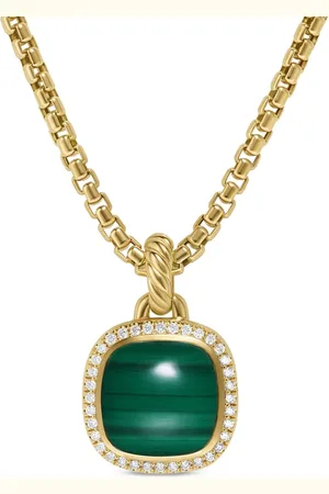 David Yurman 18kt yellow Albion malachite and diamond pendant (15.5mm)