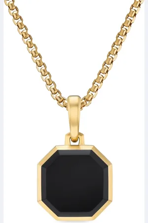David Yurman 18kt yellow gold Faceted onyx amulet (16mm)