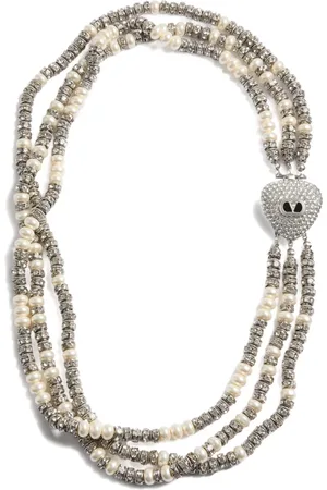 VALENTINO GARAVANI COEUR ROYAL NECKLACE IN METAL, ENAMEL, PEARLS AND CRYSTALS