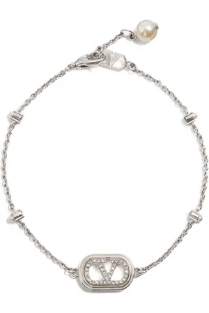 VALENTINO GARAVANI VLOGO SIGNATURE BRACELET IN METAL, PEARLS AND SWAROVSKI® CRYSTALS