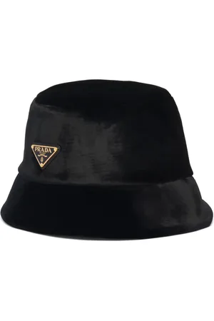Prada Triangle-logo velvet bucket hat