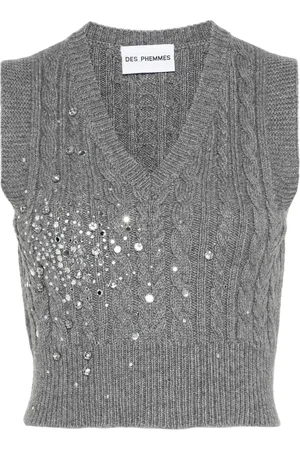 Des Phemmes Rhinestone-embellished knitted top