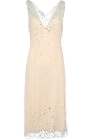 Prada Crystal-embellished tulle midi dress