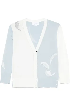 Thom Browne Feather-intarsia cotton cardigan
