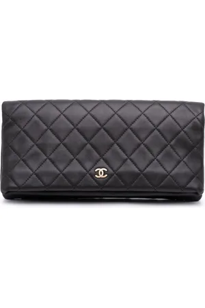 CHANEL 2014-2015 CC Quilted Lambskin Foldover clutch bag