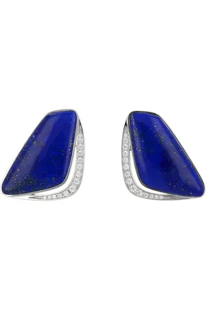 Tasaki 2010s white gold lapis lazuli and diamond earrings