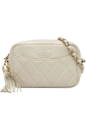 CHANEL 2018-2019 Small CC Flat Quilted Caviar Camera Bag crossbody bag