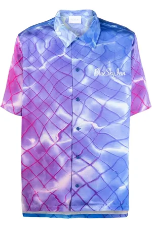 BLUE SKY INN Logo-embroidered graphic-print shirt